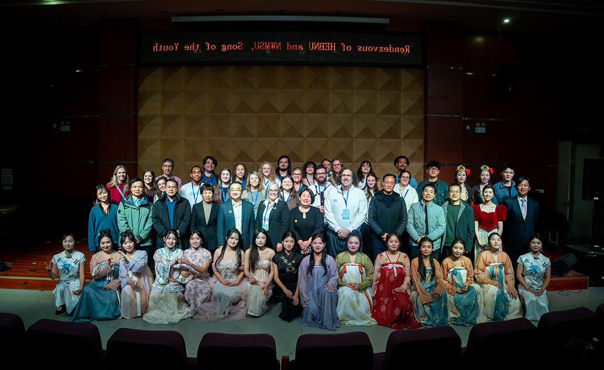 Northwest Missouri State University faculty, staff and students with leaders and students representing Hebei Normal University in China. (Photo courtesy of Dr. Shelby Lee/GCBEI)